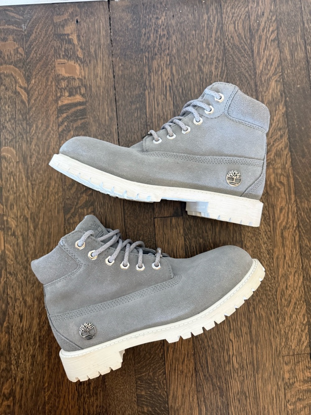 Boys Timberland Grey Suede Boots Lace Up